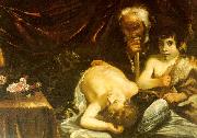 CAGNACCI, Guido Sleeping Christ with Zacharias John the Baptist oil on canvas